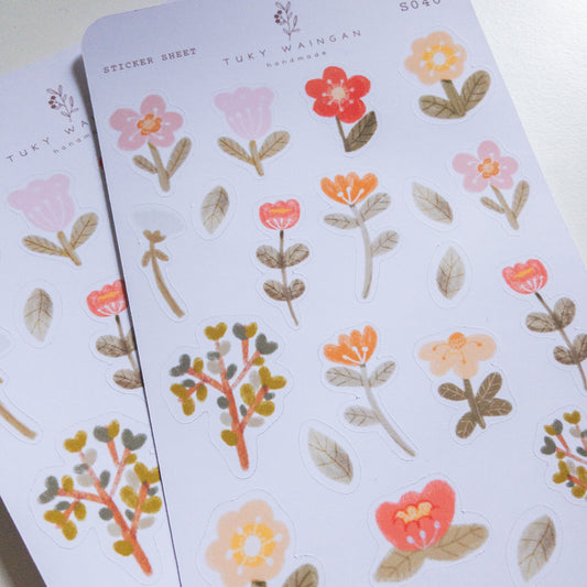 Hoja De 24 Stickers Botánicos Bullet Bujo Scrap