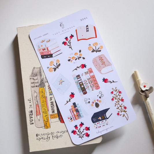 Hoja De 17 Stickers Fan De Los Libros. Bullet Bujo Scrapbook