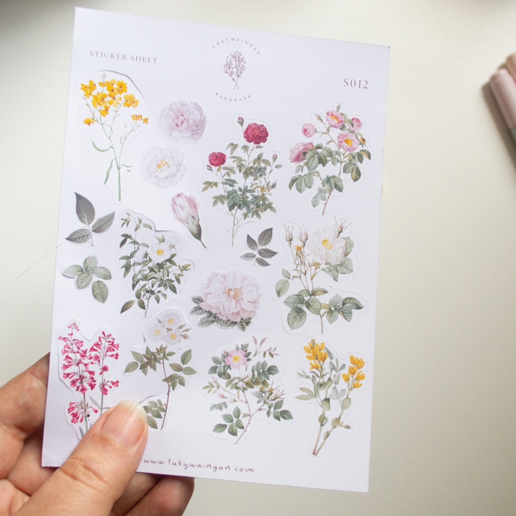 Hola de sticker 19 Stickers Botánicos Vintage Bullet Journal
