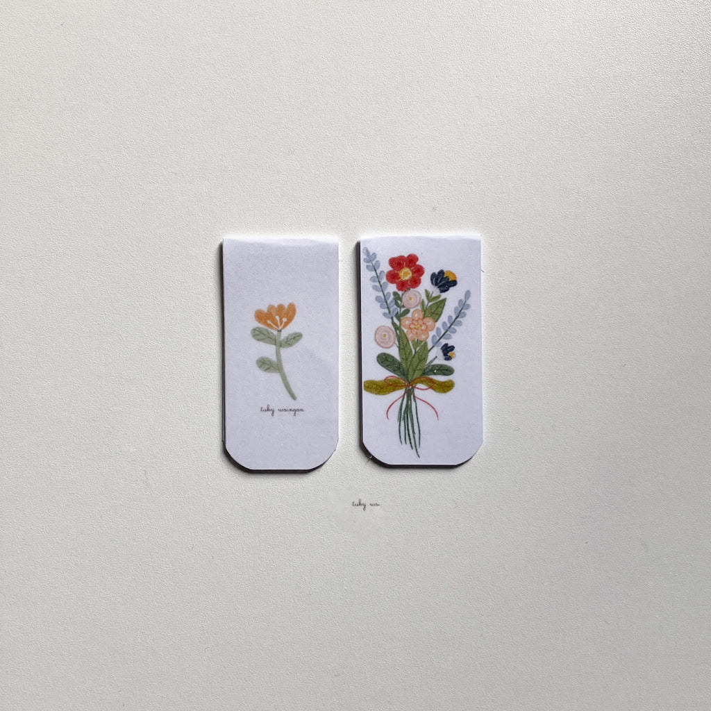Marcapáginas Magnéticos Ilustrados – Set de 2 | Flores de campo. Hecho a Mano