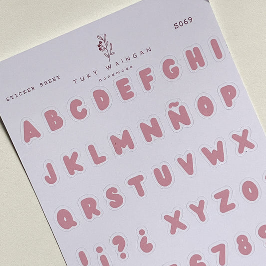 Sticker Sheet Alfabeto Bubble | Rosa | Scrapbooking