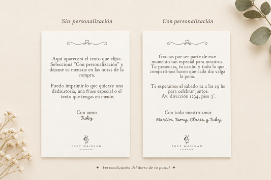 Personalización dorso postal