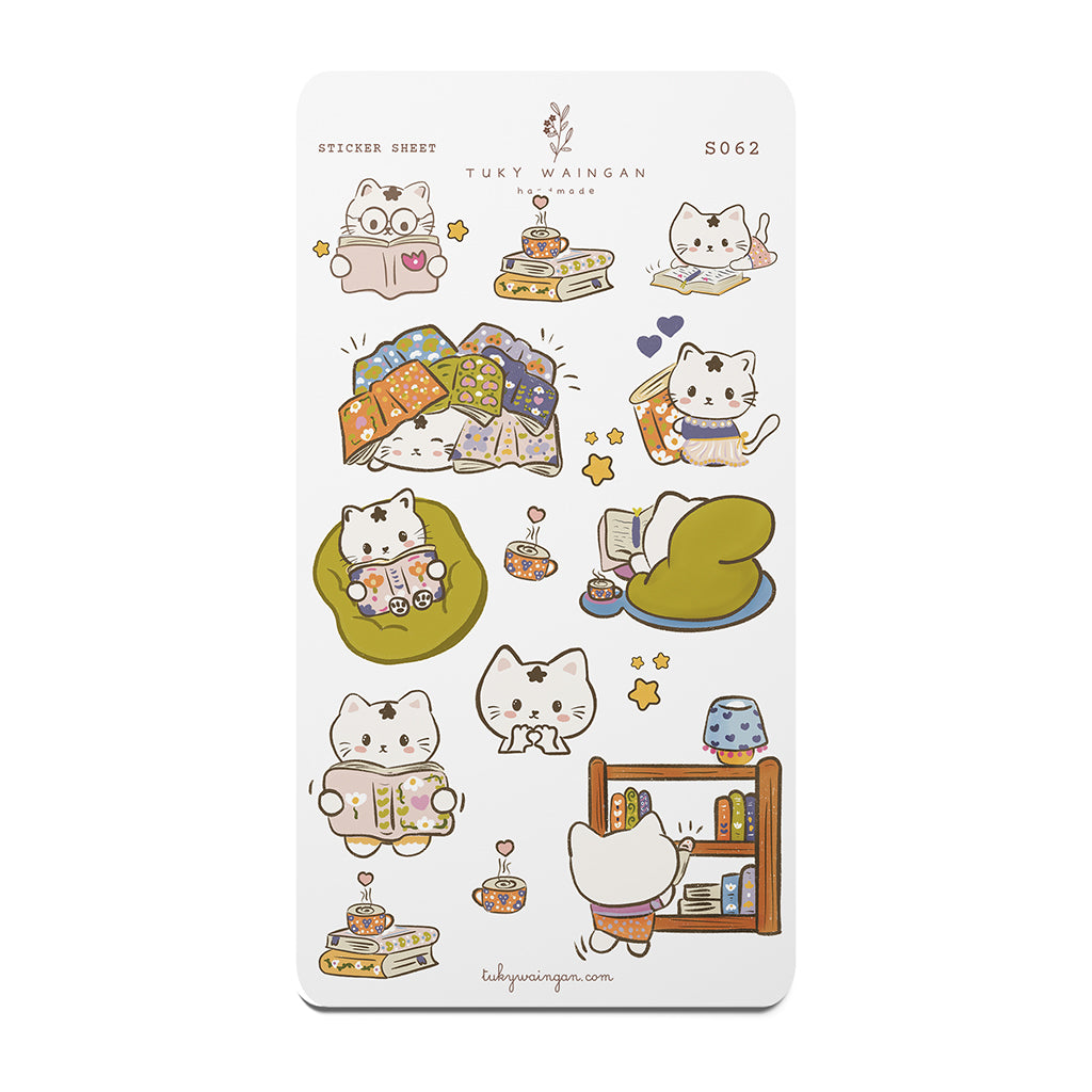 Gatita Lectora Kawaii - 18 Stickers