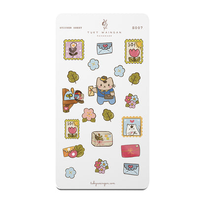 Hoja De 20 Stickers Ilustrado Kawaii Bullet Bujo, Scrapbook