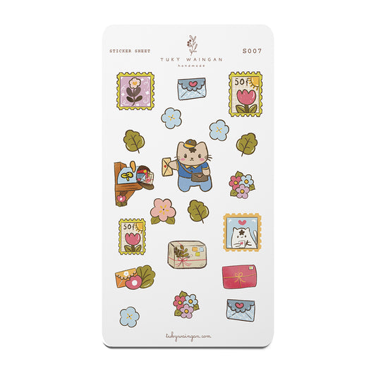 Hoja De 20 Stickers Ilustrado Kawaii Bullet Bujo, Scrapbook