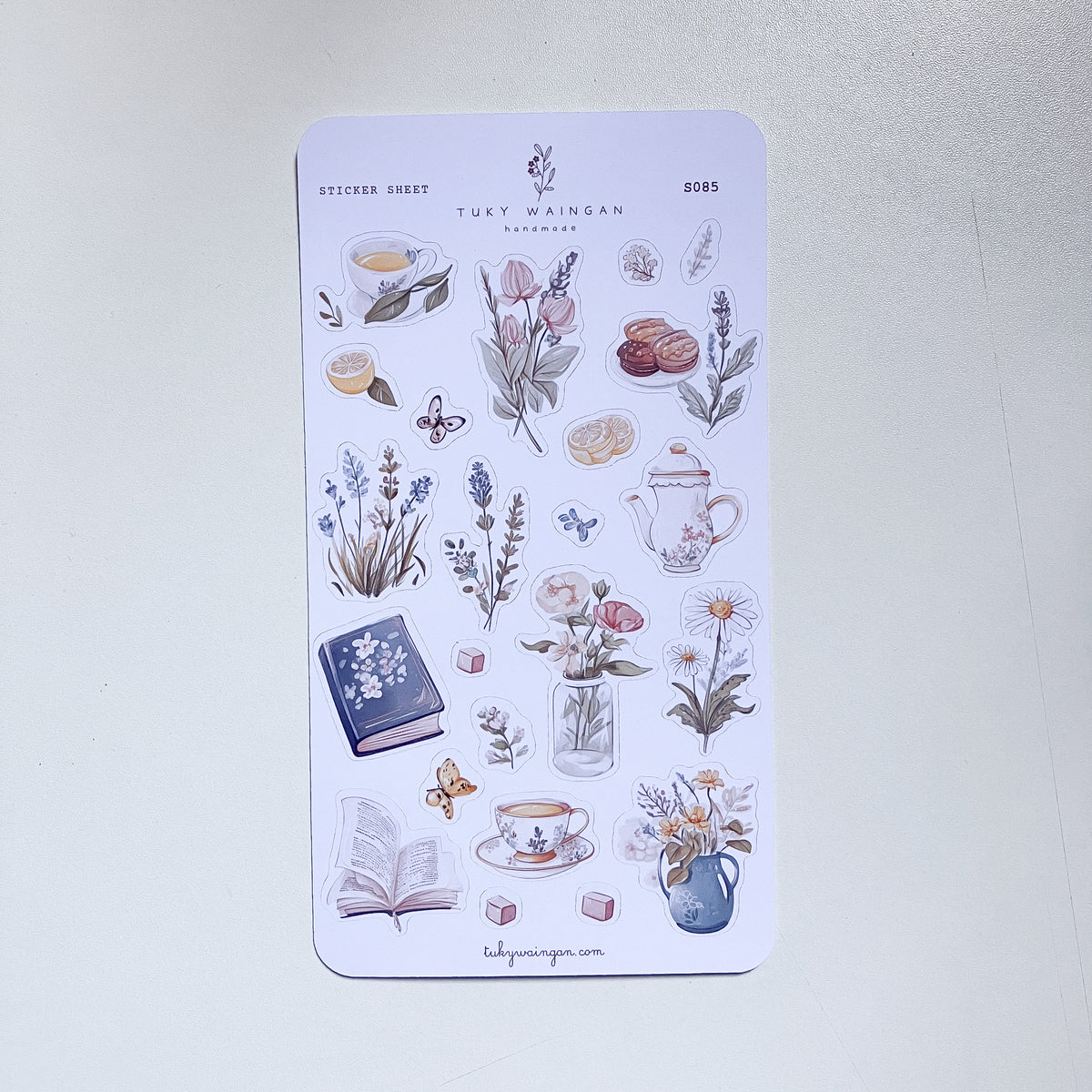Flores y té | Hoja de 23 stickers