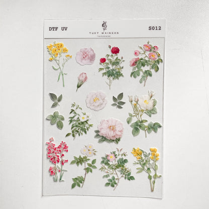 Plancha de stickers DTF UV · Jardín en flor · S012