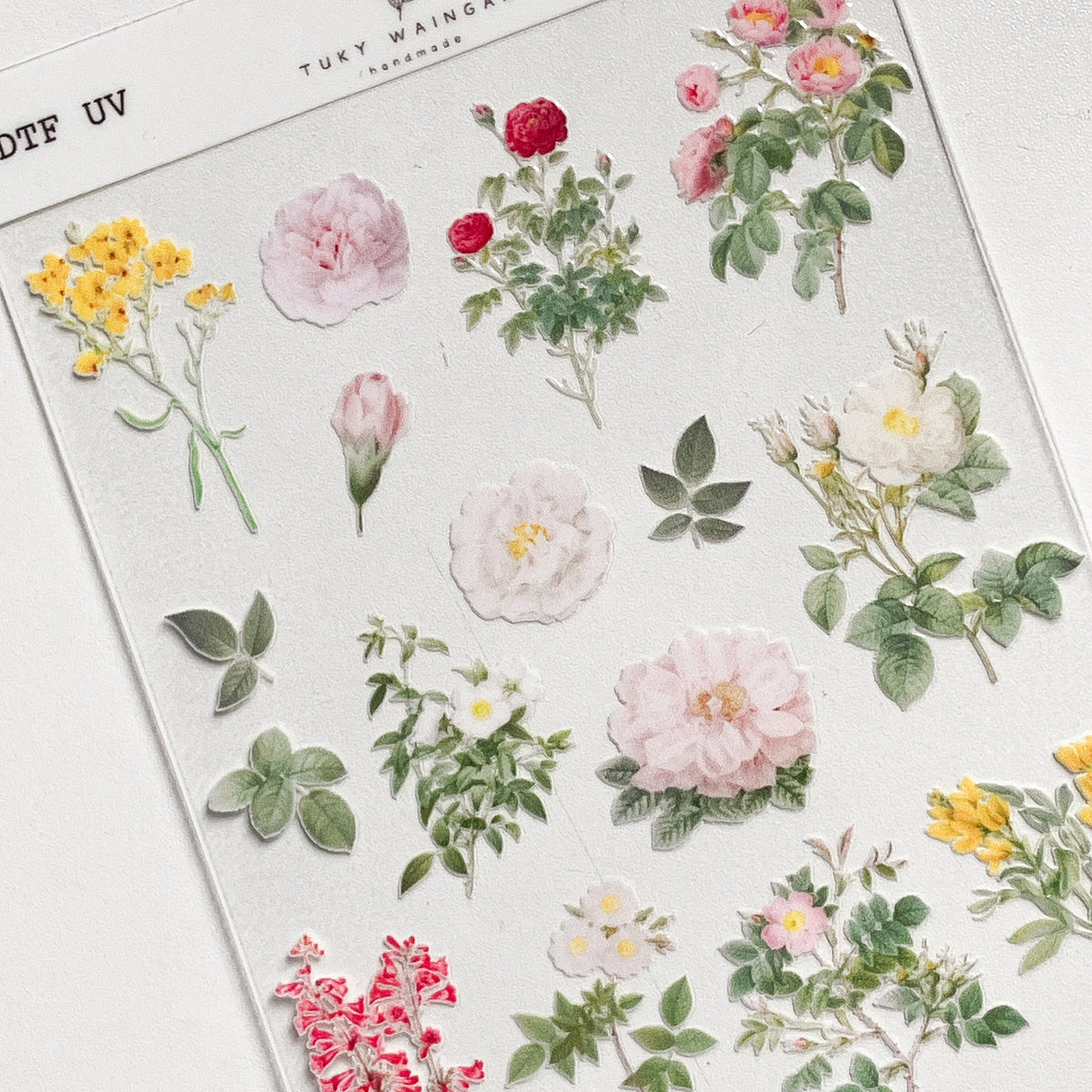 Plancha de stickers DTF UV · Jardín en flor · S012