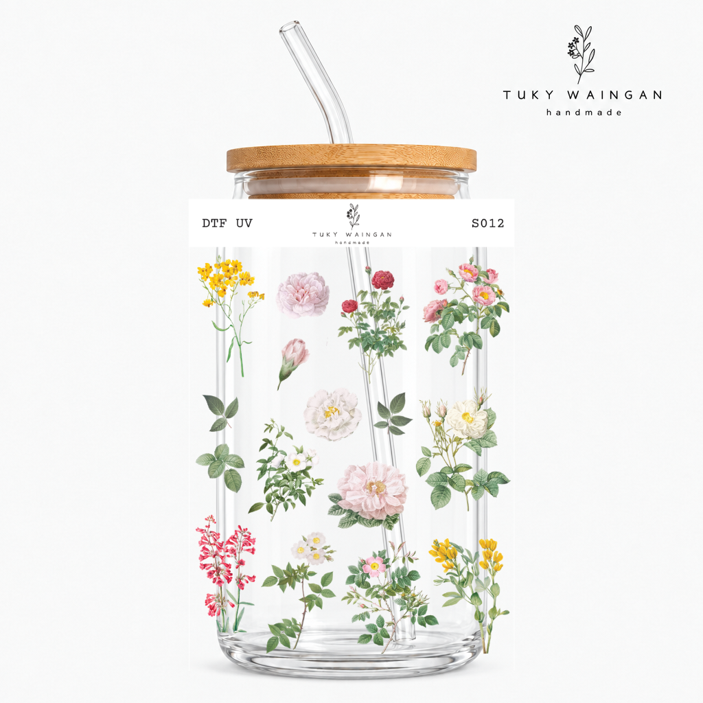Plancha de stickers DTF UV · Jardín en flor · S012