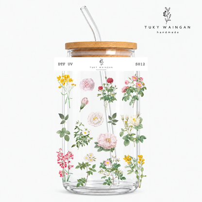 Plancha de stickers DTF UV · Jardín en flor · S012
