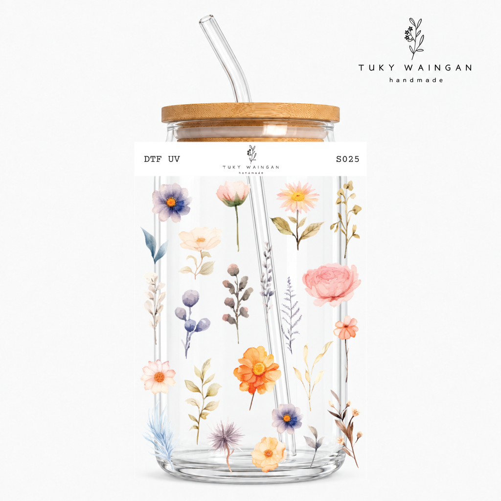 Plancha de stickers DTF UV · Flores silvestres · S025