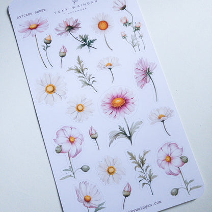 Plancha 19 Stickers Margaritas Botánicos Bullet Journal