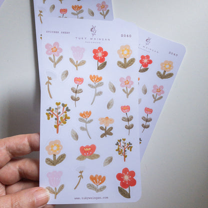 Hoja De 24 Stickers Botánicos Bullet Bujo Scrap
