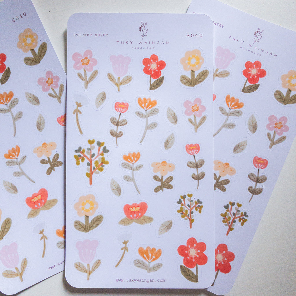 Hoja De 24 Stickers Botánicos Bullet Bujo Scrap