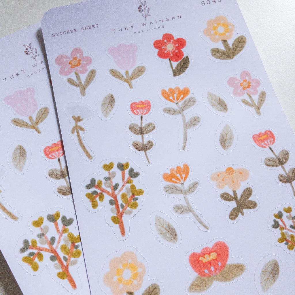 Hoja De 24 Stickers Botánicos Bullet Bujo Scrap