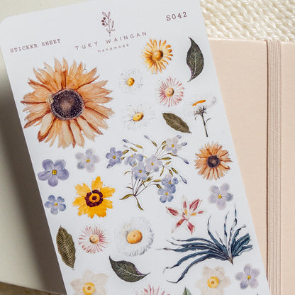 Hoja De 30 Stickers Botánicos Romantic Bullet Bujo Scrapbook