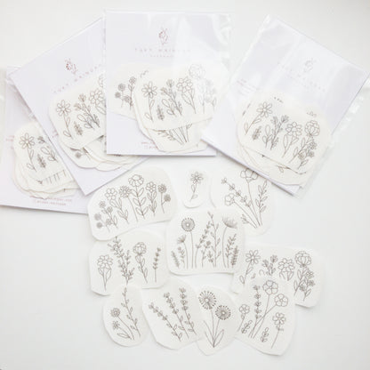 Stickers "Flores silvestres clásicas" para bordar Hidrosoluble