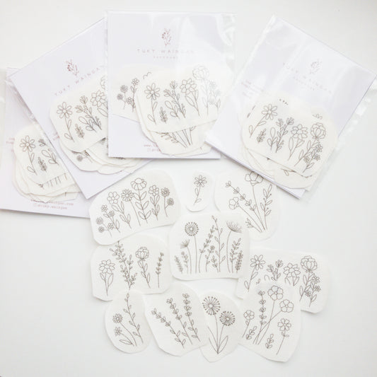 Stickers "Flores silvestres clásicas" para bordar Hidrosoluble