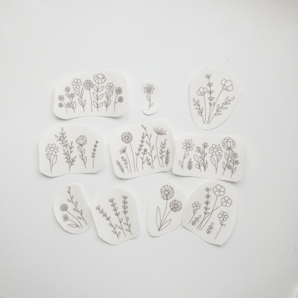 Stickers "Flores silvestres clásicas" para bordar Hidrosoluble