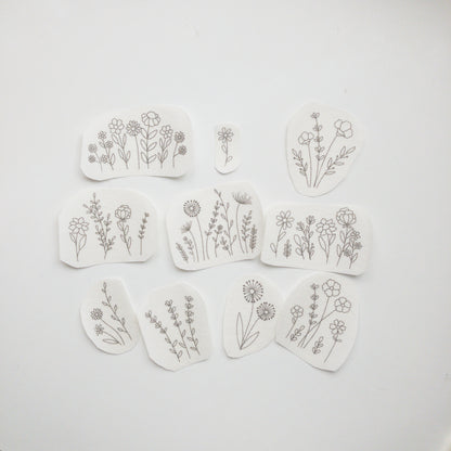 Stickers "Flores silvestres clásicas" para bordar Hidrosoluble