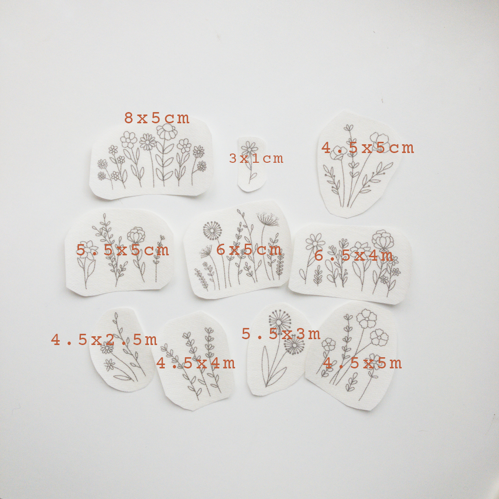 Stickers "Flores silvestres clásicas" para bordar Hidrosoluble