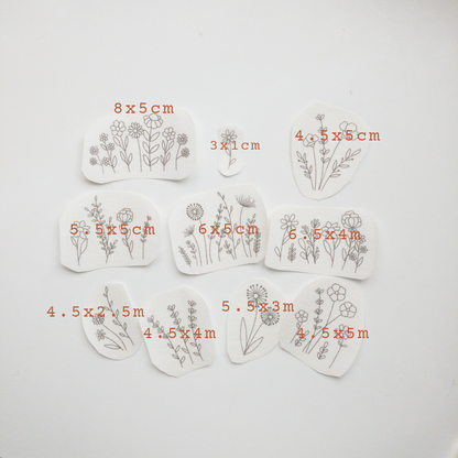 Stickers "Flores silvestres clásicas" para bordar Hidrosoluble