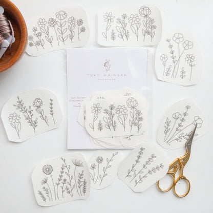 Stickers "Flores silvestres clásicas" para bordar Hidrosoluble
