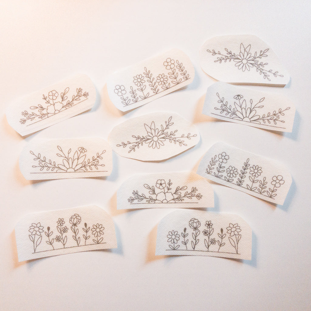 Stickers "Flores de primavera" para bordar Hidrosoluble