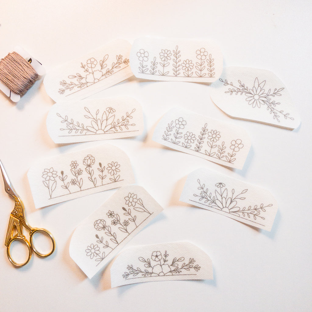 Stickers "Flores de primavera" para bordar Hidrosoluble