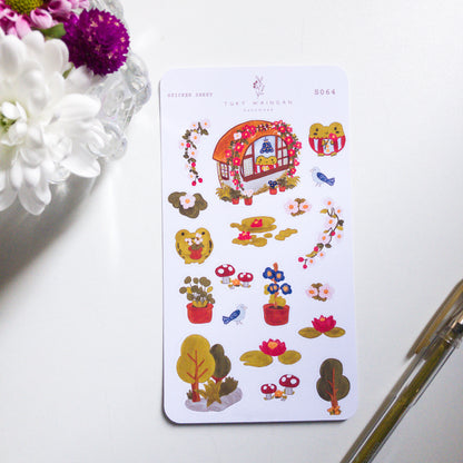 Stickers Troquelados Kawaii Sapito Casita Flores 19 Pzas