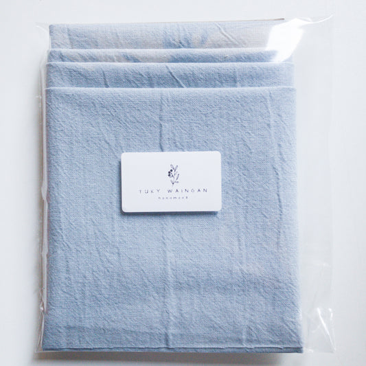 Pack de 4 telas Tusor Blanco Celeste