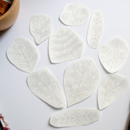 Stickers flores silvestres minimal para bordar Hidrosoluble