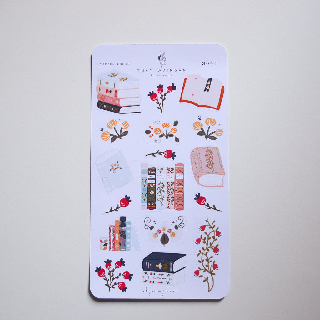Hoja De 17 Stickers Fan De Los Libros. Bullet Bujo Scrapbook