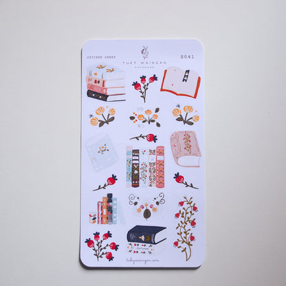 Hoja De 17 Stickers Fan De Los Libros. Bullet Bujo Scrapbook