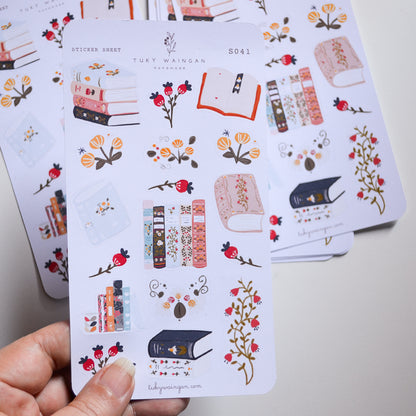 Hoja De 17 Stickers Fan De Los Libros. Bullet Bujo Scrapbook