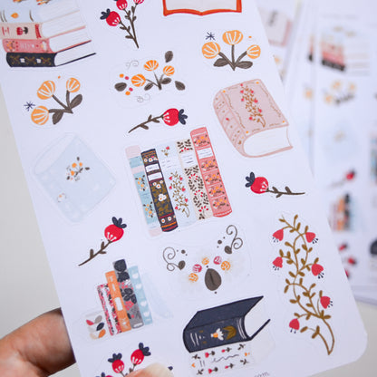 Hoja De 17 Stickers Fan De Los Libros. Bullet Bujo Scrapbook