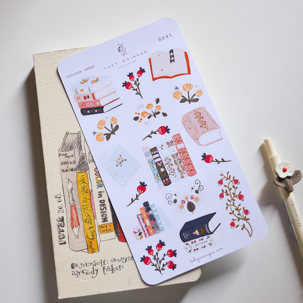 Hoja De 17 Stickers Fan De Los Libros. Bullet Bujo Scrapbook