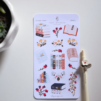 Hoja De 17 Stickers Fan De Los Libros. Bullet Bujo Scrapbook