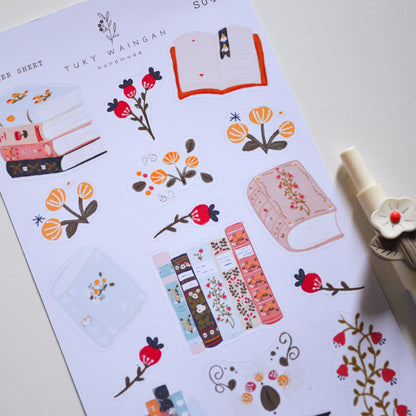 Hoja De 17 Stickers Fan De Los Libros. Bullet Bujo Scrapbook