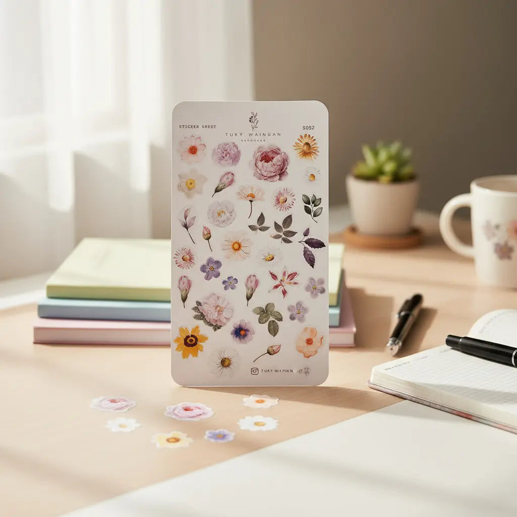 Hoja De Stickers Botánicos Romantic Bullet Bujo Scrapbook