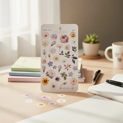 Hoja De Stickers Botánicos Romantic Bullet Bujo Scrapbook
