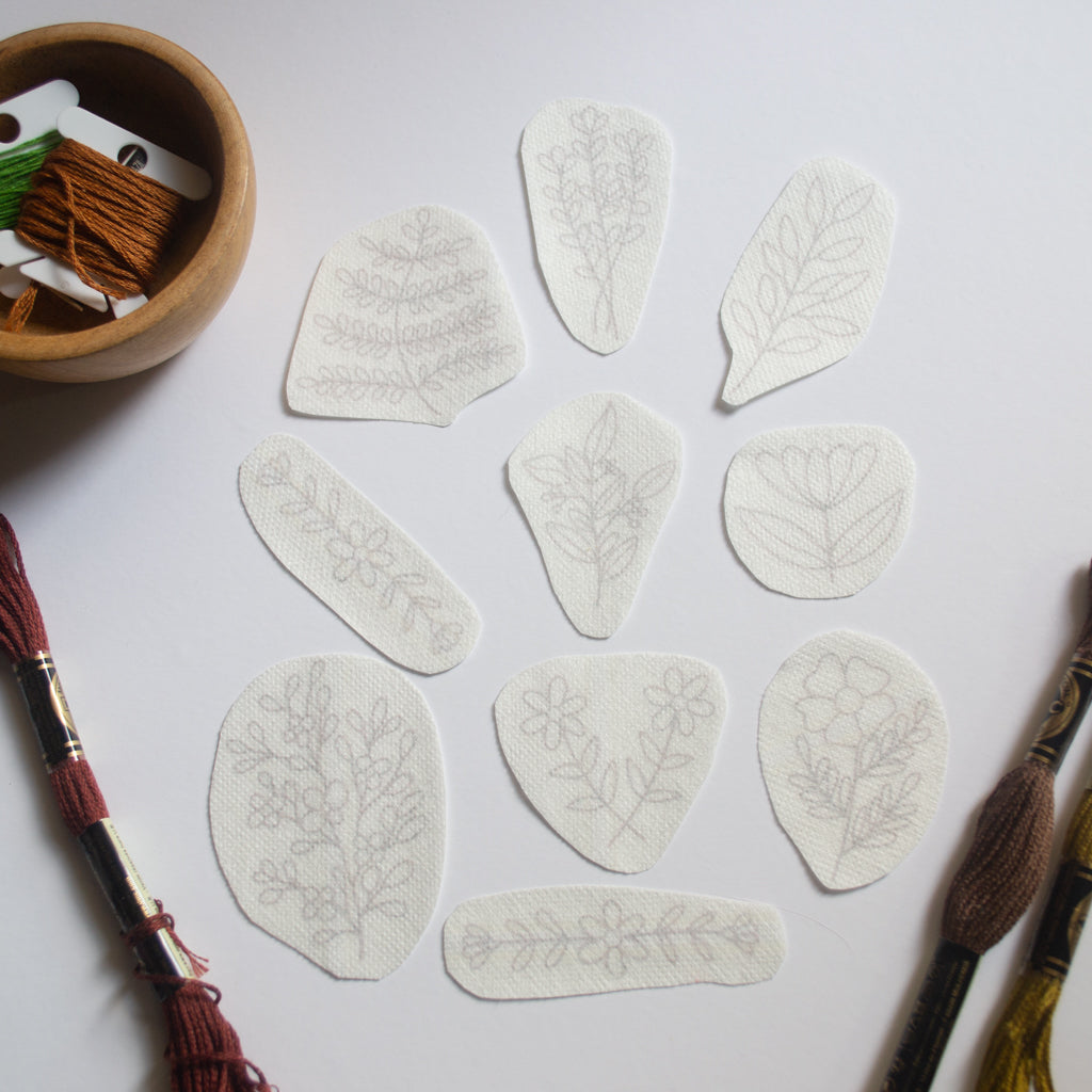 Stickers flores silvestres románticas para bordar Hidrosoluble