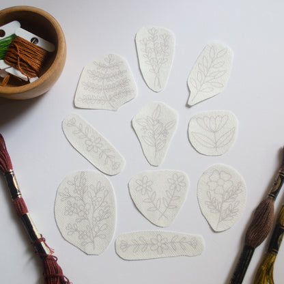 Stickers flores silvestres románticas para bordar Hidrosoluble