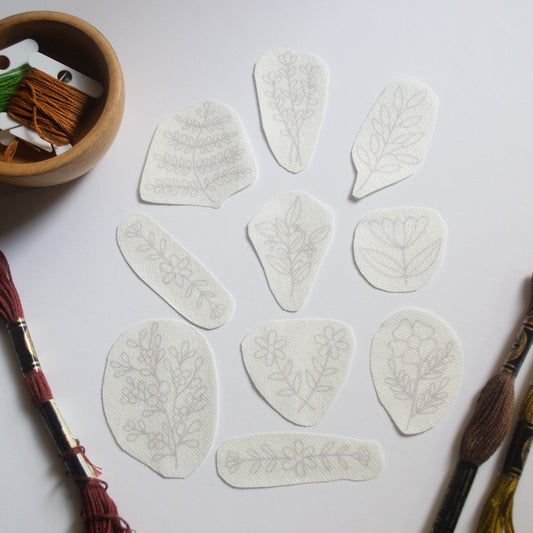 Stickers flores silvestres románticas para bordar Hidrosoluble