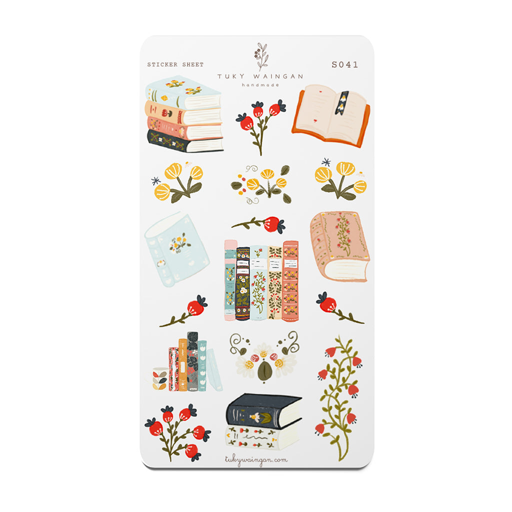 Hoja De 17 Stickers Fan De Los Libros. Bullet Bujo Scrapbook