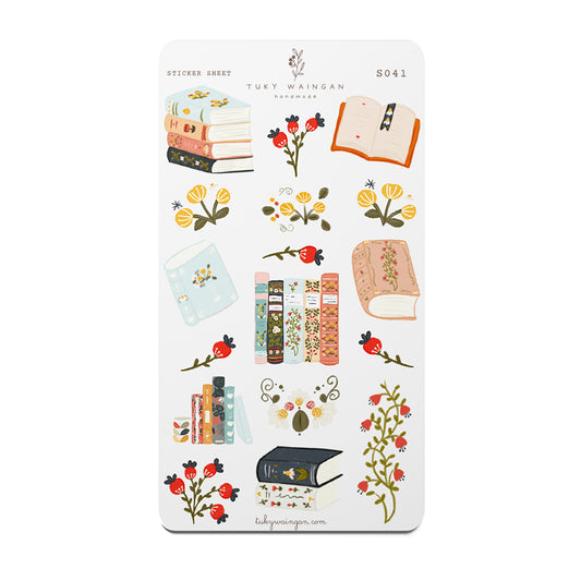 Hoja De 17 Stickers Fan De Los Libros. Bullet Bujo Scrapbook