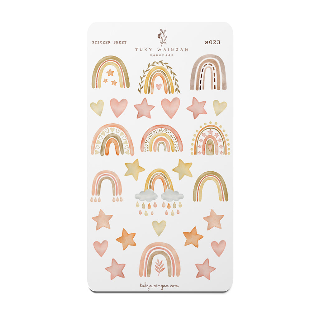 Plancha 25 Stickers Arcoíris Boho Bullet Journal