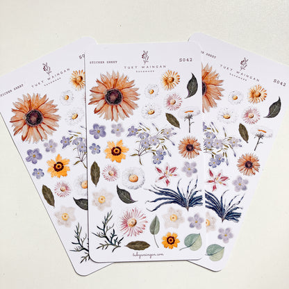 Hoja De 30 Stickers Botánicos Romantic Bullet Bujo Scrapbook