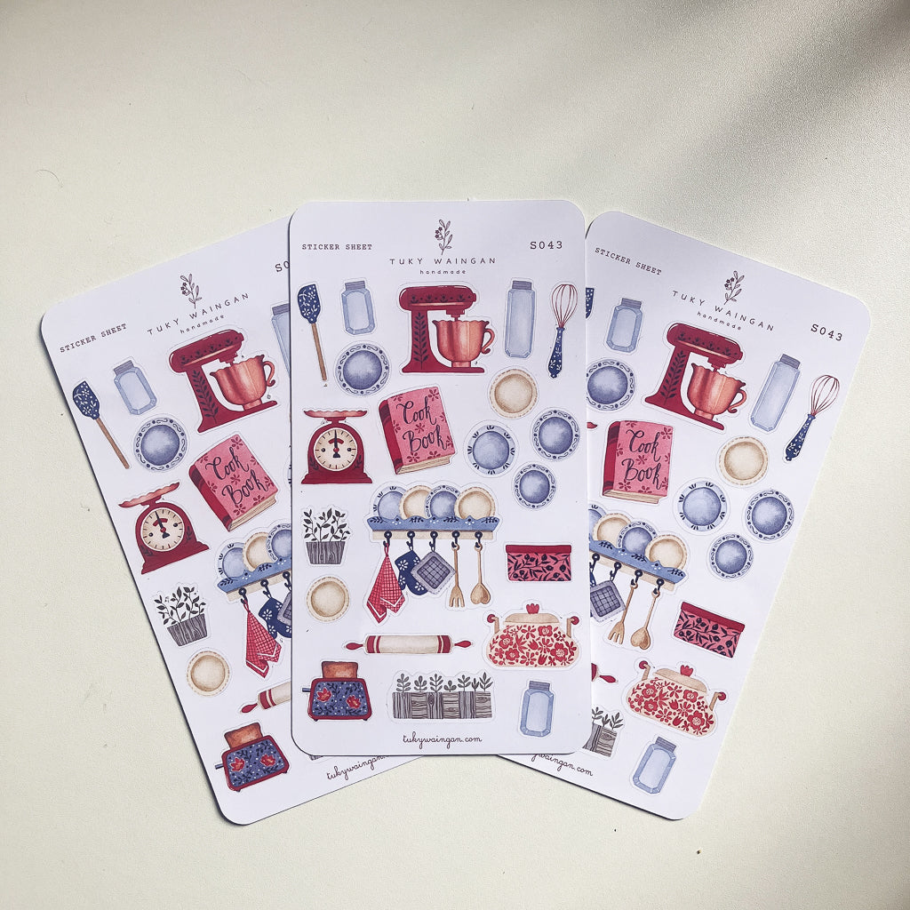 Hoja De 21 Stickers De Cocina Romantic Bullet Bujo Scrapbook