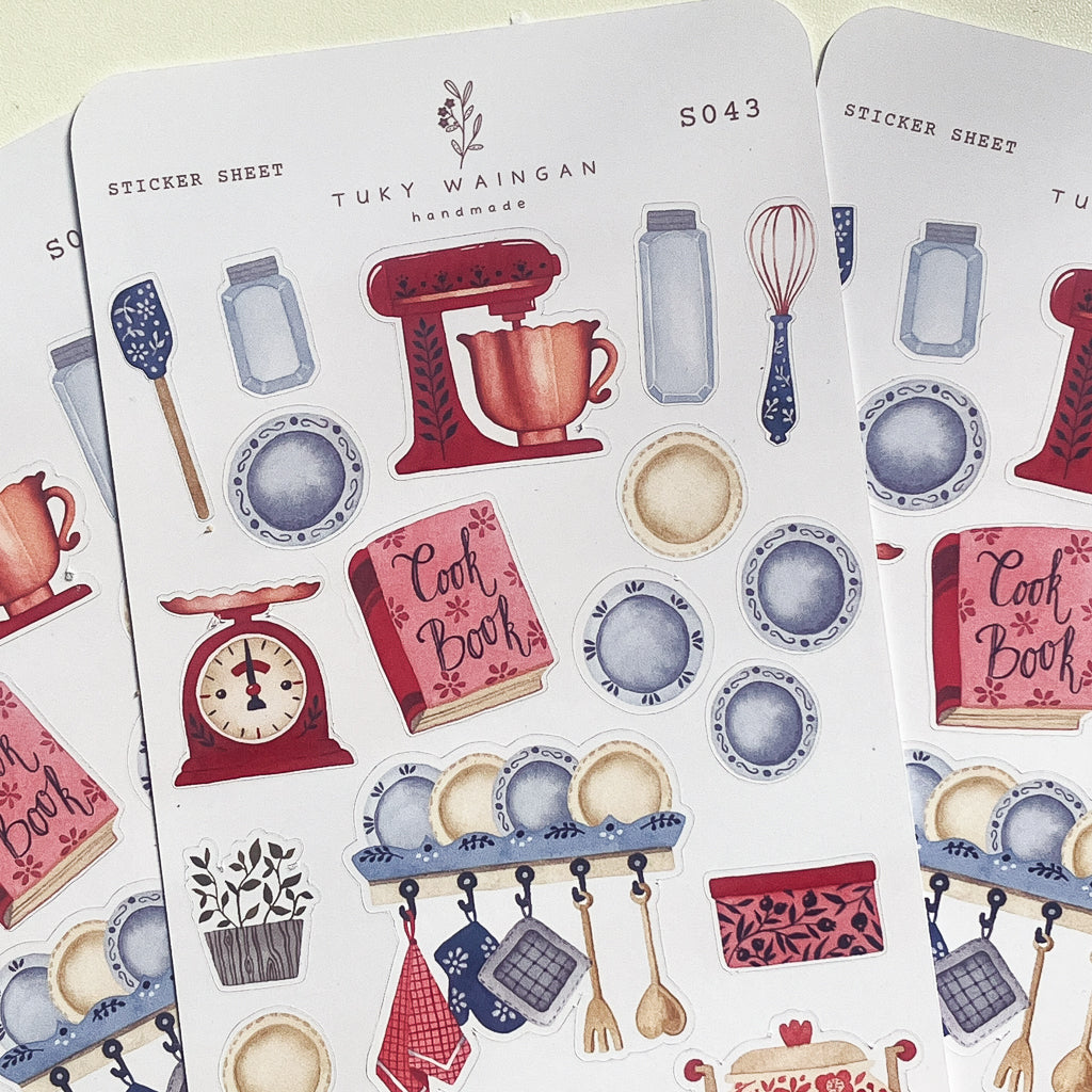Hoja De 21 Stickers De Cocina Romantic Bullet Bujo Scrapbook